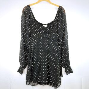 Thirty/Thirty Black Mini Dress Polka Dot Sheer‎ Fairycore Whimsigoth XL